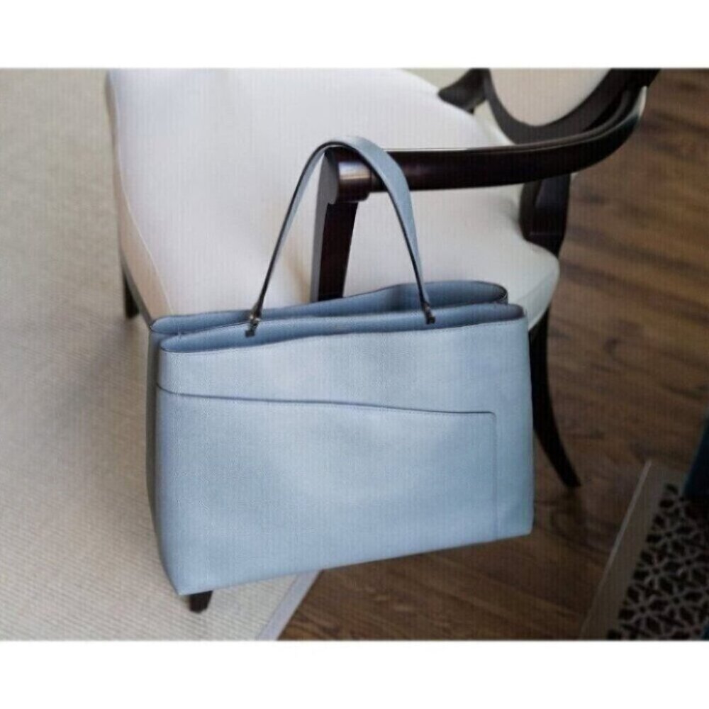 Valextra Twist Leather Blue Tote Handbag Shoulder bag